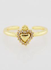 Anillo Ex Voto Ajustable en Latón Dorado y Piedras