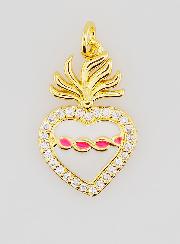 Colgante Ex-voto de Latón Dorado y Esmalte - 20 mm