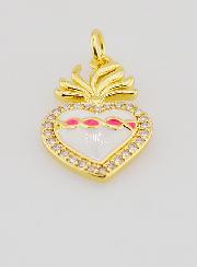 Colgante Ex-voto de Latón Dorado y Esmalte - 20 mm