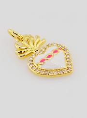 Colgante Ex-voto de Latón Dorado y Esmalte - 20 mm