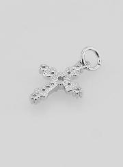 Colgante de cruz barroca plateada - 15 mm