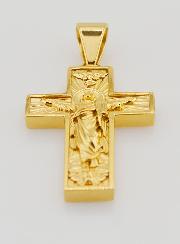 Cruz de peregrino en acero inoxidable dorado - 35 mm