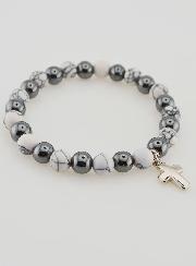 Pulsera religiosa de piedras naturales - Hematita y Howlita