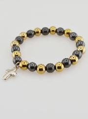 Pulsera religiosa con cruz - Hematita y Pirita
