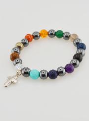 Pulsera religiosa con cruz - Hematita y Piedras