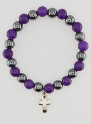 Pulsera en Piedras Naturales de Hematita y Amatista