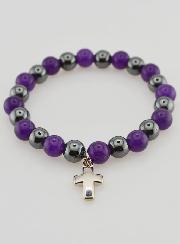 Pulsera en Piedras Naturales de Hematita y Amatista