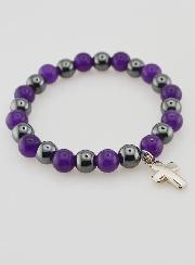 Pulsera en Piedras Naturales de Hematita y Amatista