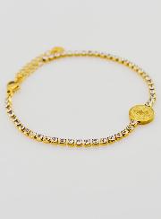 Pulsera de San Benito de acero inoxidable dorada