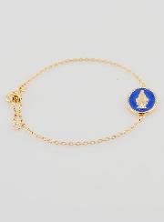 Pulsera de la Medalla Milagrosa - Bañada en Oro y Esmalte Azul