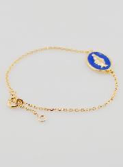 Pulsera de la Medalla Milagrosa - Bañada en Oro y Esmalte Azul