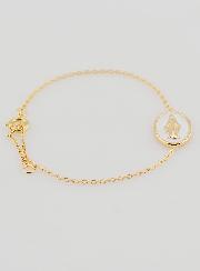 Pulsera de la Medalla Milagrosa - Bañada en Oro y Esmalte Blanco