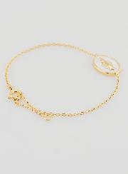 Pulsera de la Medalla Milagrosa - Bañada en Oro y Esmalte Blanco