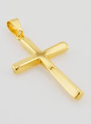 Colgante Cruz Torsadeada de Acero Inoxidable Dorado - 45 mm