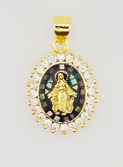 Medalla Virgen Milagrosa - Negro Irisado - 17 mm