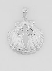 Medalla de concha y cruz de Santiago de Compostela - 18 mm