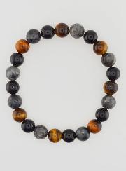 Pulsera de Ojo de Tigre, Ónix y Larvikita - 8 mm