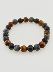 Pulsera de Ojo de Tigre, Ónix y Larvikita - 8 mm