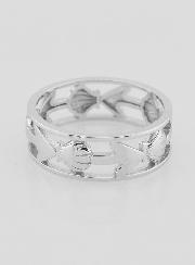 Anillo calado con concha de Santiago de Compostela y ancla - Talla 56