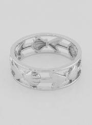 Anillo calado con concha de Santiago de Compostela y ancla - Talla 56