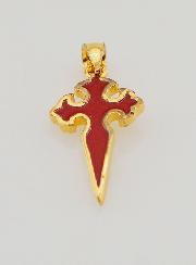 Cruz de São Tiago Banhada a Ouro & Esmalte - 17mm