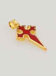 Cruz de São Tiago Banhada a Ouro & Esmalte - 17mm
