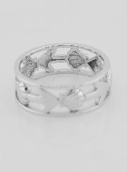 Anillo calado con concha y ancla - Talla 54