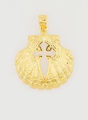 Medalla con concha y cruz de Santiago de Compostela