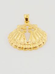 Medalla con concha y cruz de Santiago de Compostela