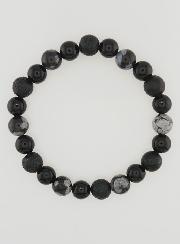 Pulsera de obsidiana, ónix negro y piedra de lava
