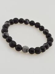 Pulsera de obsidiana, ónix negro y piedra de lava