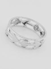 Anillo de plata calado con concha y ancla - Talla 64