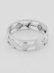 Anillo de plata calado con concha y ancla - Talla 64