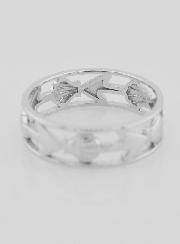 Anillo calado con concha de Santiago de Compostela y ancla - Talla 66