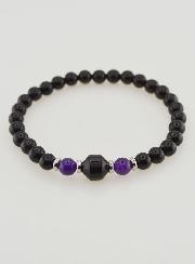 Pulsera de amatista y ónix negro - 6 mm