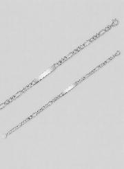 Pulsera Gourmette para hombre en plata rodiada - Eslabón Figaro de 6 mm