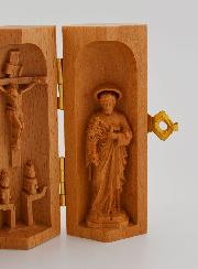 Tríptico de madera maciza - Nuestra Señora de Lourdes y San José