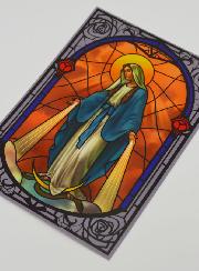 Imán de ventana efecto vitral - Virgen Milagrosa