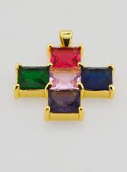 Colgante de Cruz Cuadrada Multicolor - 25 mm