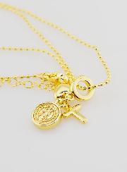 Collar religioso con 3 dijes - 40 cm