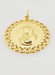 Medalla de la Virgen con el Niño de Acero Inoxidable Dorado - 25 mm