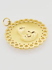 Medalla de la Virgen con el Niño de Acero Inoxidable Dorado - 25 mm