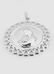 Medalla de la Virgen y el Niño en acero inoxidable - 25 mm