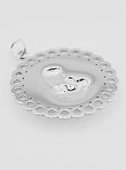 Medalla de la Virgen y el Niño en acero inoxidable - 25 mm