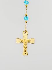 Rosario Medalla de San Benito en acero inoxidable - Turquesa