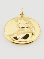 Medalla de la Virgen y el Niño en acero inoxidable dorado - 20 mm