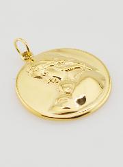 Medalla de la Virgen y el Niño en acero inoxidable dorado - 20 mm