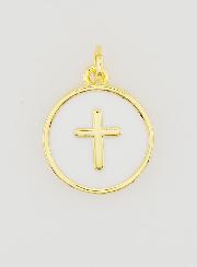 Colgante de cruz de 14 mm - Blanco
