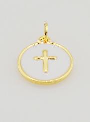 Colgante de cruz de 14 mm - Blanco
