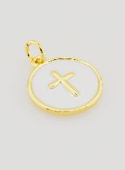 Colgante de cruz de 14 mm - Blanco